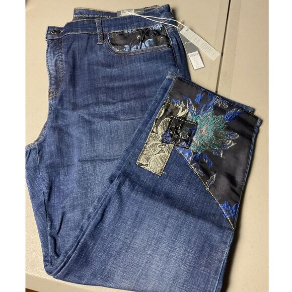 Chico's So Slimming Patchwork Girlfriend Ankle Pants - Picture 1 of 7